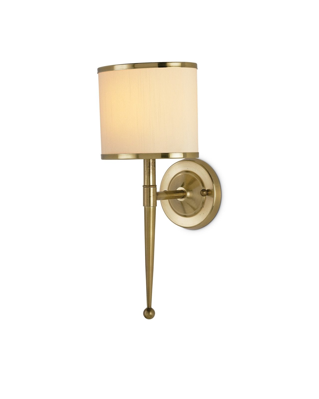 Primo Brass Wall Sconce, Cream Shade